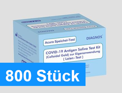 Acura COVID-19 Antigen  Spucktest(Kolladiales Gold) - 800 Stück (20x 40er Umverpackung mit 20 2er Packungen)