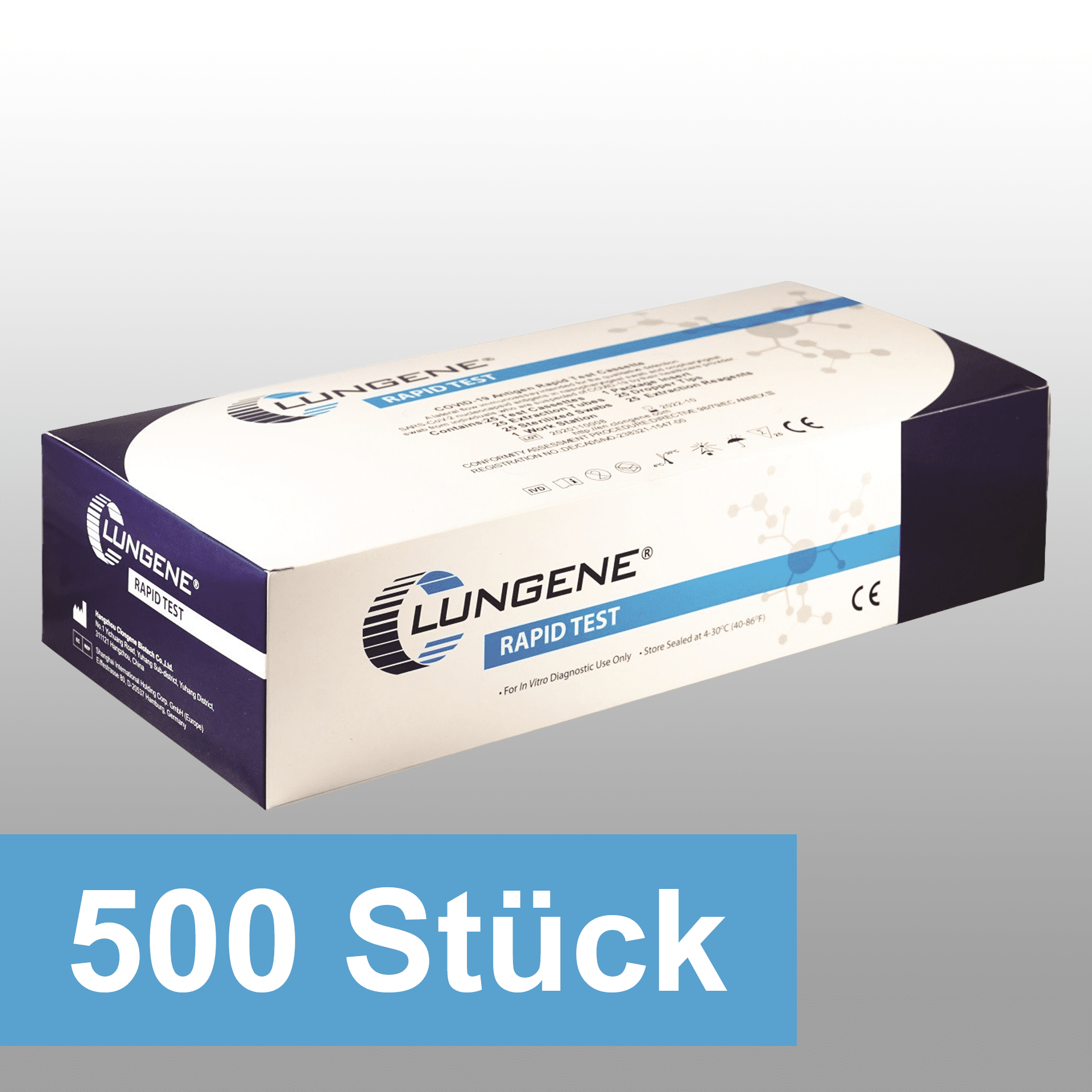 Clungene COVID Antigen Schnelltest Professional 500 Stück (20x 25er Packung)