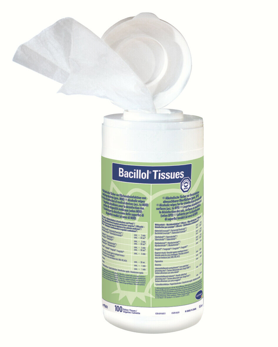 Bacillol Tissues | Spenderdose | 22,5 x 13,9 cm | 100 Tücher