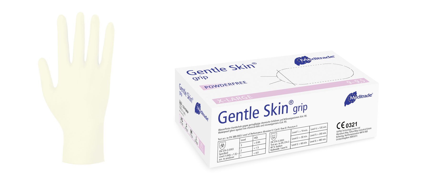 Meditrade Gentle Skin Grip | Latex Handschuhe | 100 Stück | Größe S