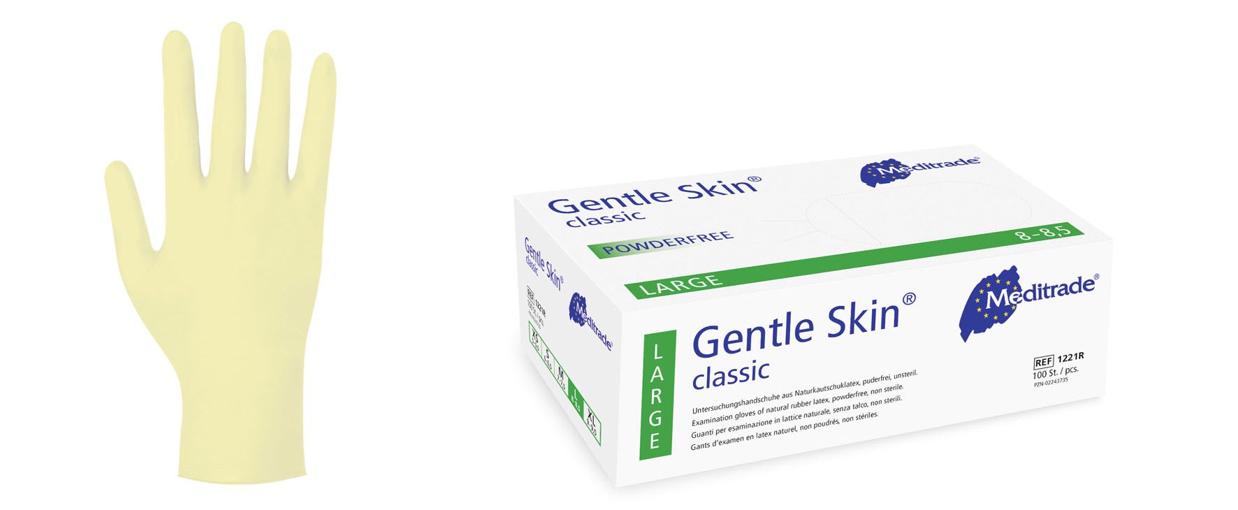 Meditrade Gentle Skin Classic | Latex Handschuhe | 100 Stück | Größe M