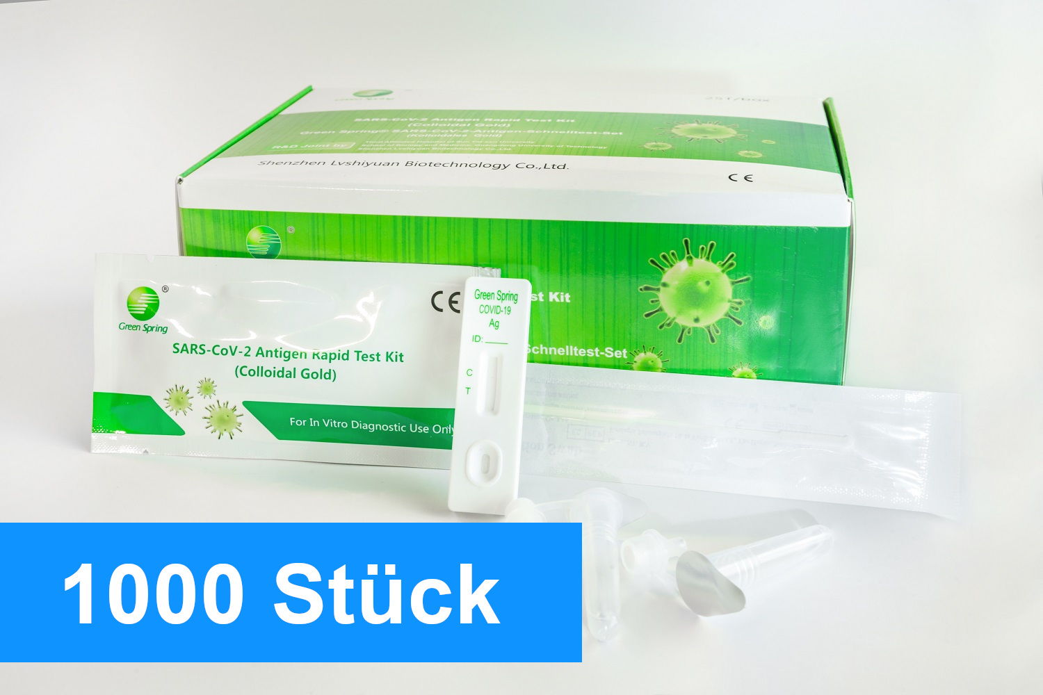 Green Spring SARS-CoV-2 Antigen Rapid Test Kit (Colloidal Gold) - 1000 Stück (40x 25er Packung)