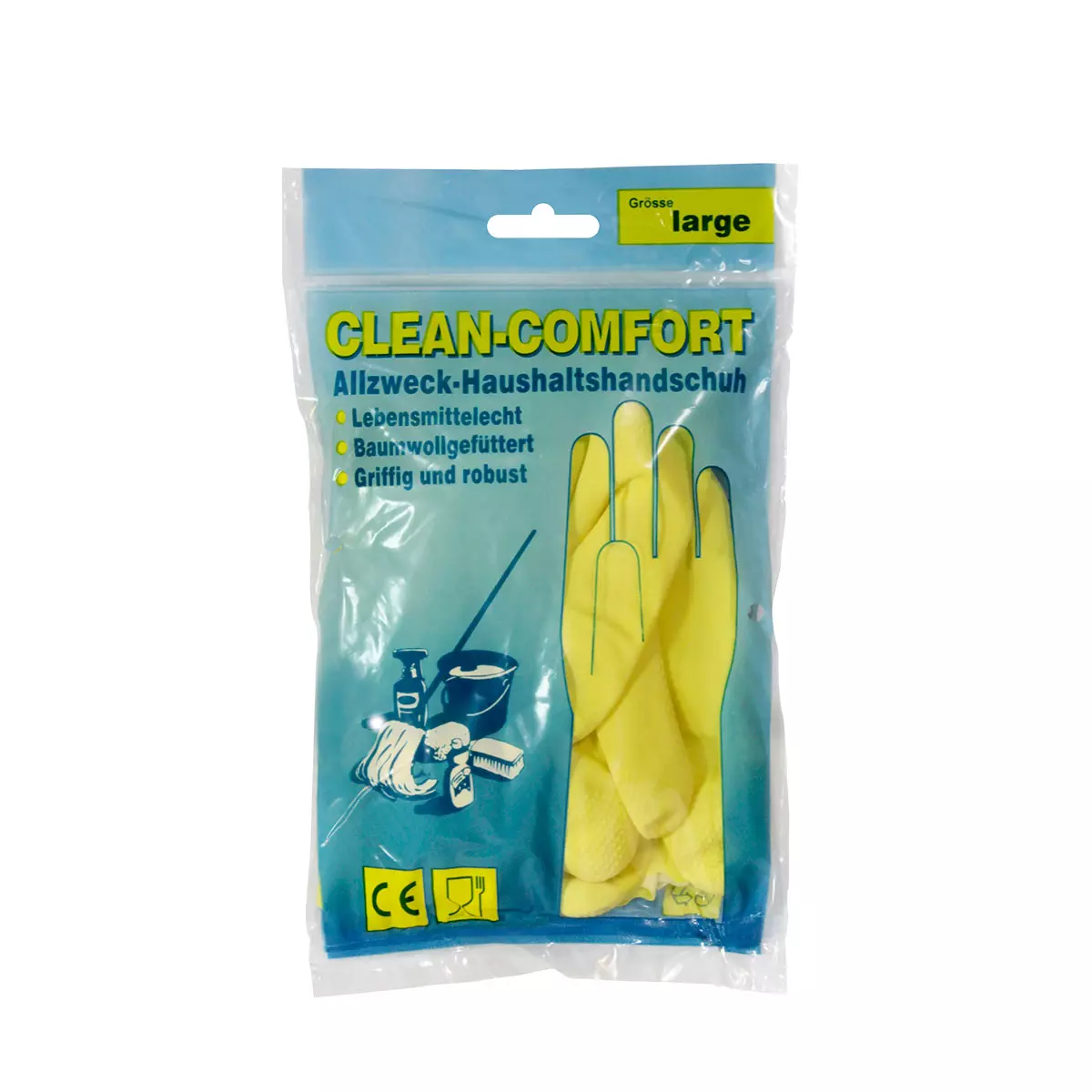 Ampri | Clean-Comfort Latex-Haushaltshandschuh | gelb | 1 Paar pro Beutel | XL