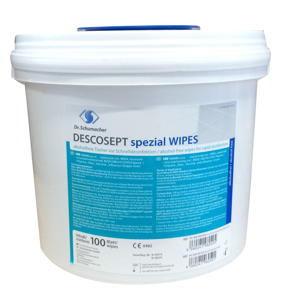 Descosept Spezial Wipes | Schnelldesinfektionstücher | 32 cm x 30 cm | 100 Stück